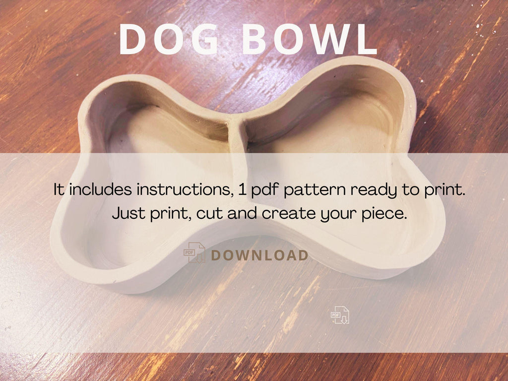 Dog food bowl pottery template, dog bowls, cat bowl, pet bowl slab building template, pet lover gift, gift for dog mom, new puppy gift,