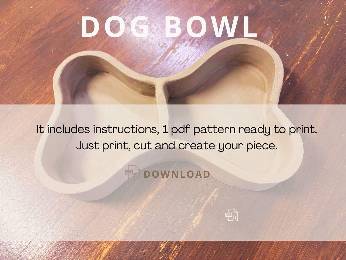 Dog food bowl pottery template, dog bowls, cat bowl, pet bowl slab building template, pet lover gift, gift for dog mom, new puppy gift,