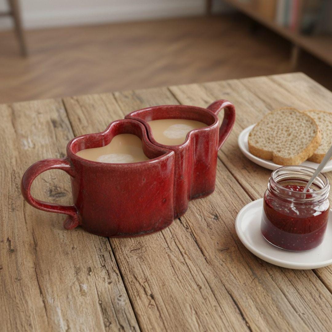 Pottery Mug Template | Valentine Couple Slab Building PDF Pattern