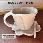 Flower Mug Pottery Template: Slab Building PDF Pattern