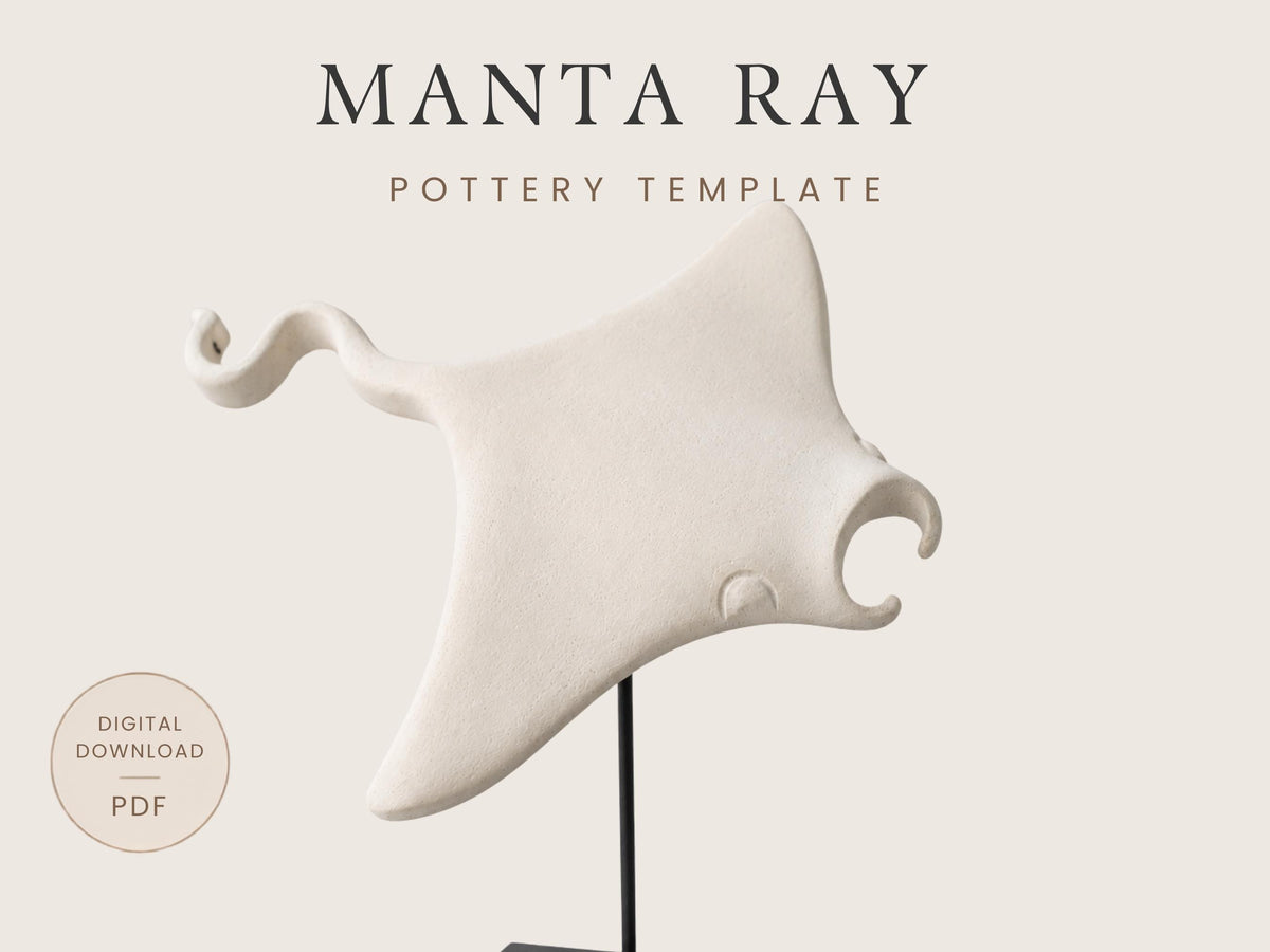 Manta Ray Pottery Template | Ceramic Slab Sculpture Pattern (Digital Download)