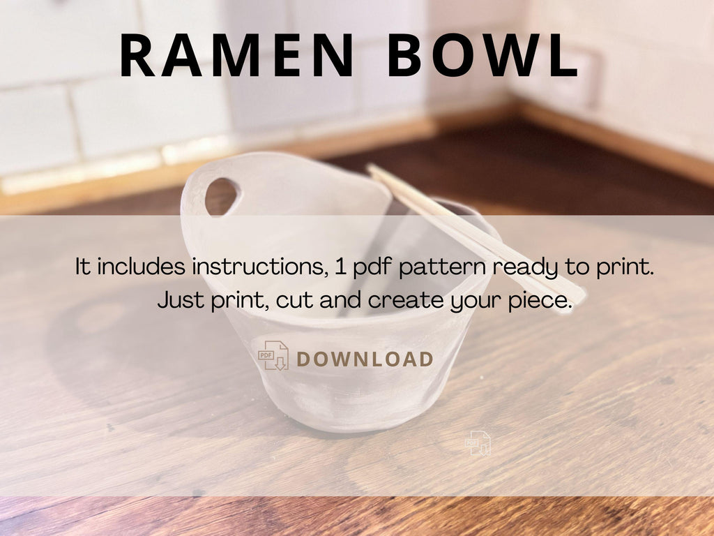Ramen Bowl Pottery Template with Chopsticks Rest (PDF Pattern)
