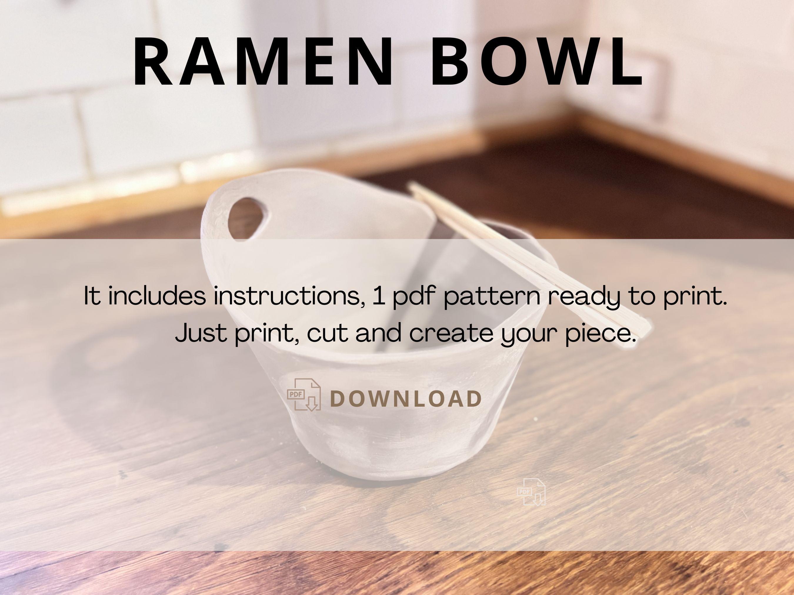Ramen Bowl Pottery Template with Chopsticks Rest (PDF Pattern)