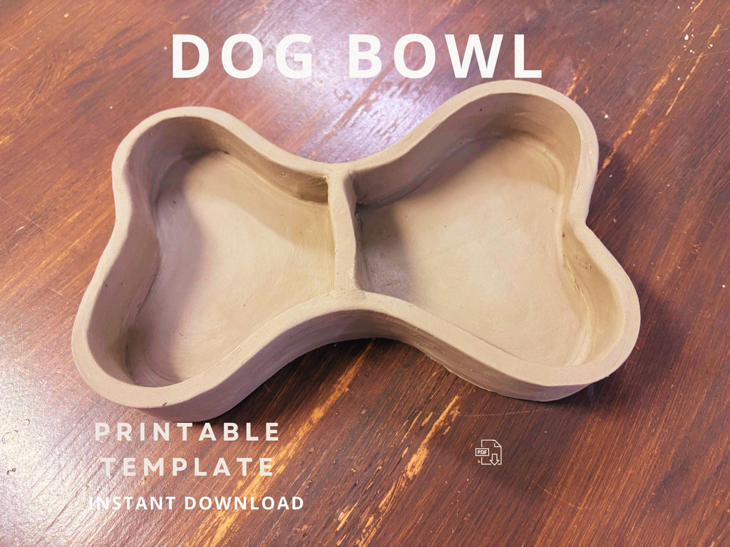 Dog food bowl pottery template, dog bowls, cat bowl, pet bowl slab building template, pet lover gift, gift for dog mom, new puppy gift,