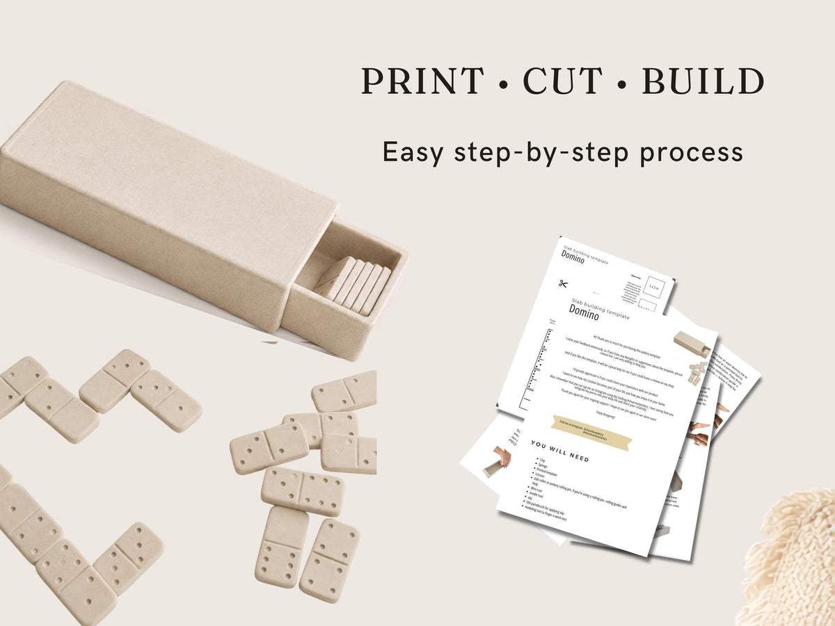 Domino Set Pottery Template: Slab Building PDF ceramic template  (Instant Download)