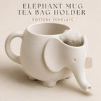 Pottery Mug Template, Elephant Tea Bag Holder Slab Pattern, PDF