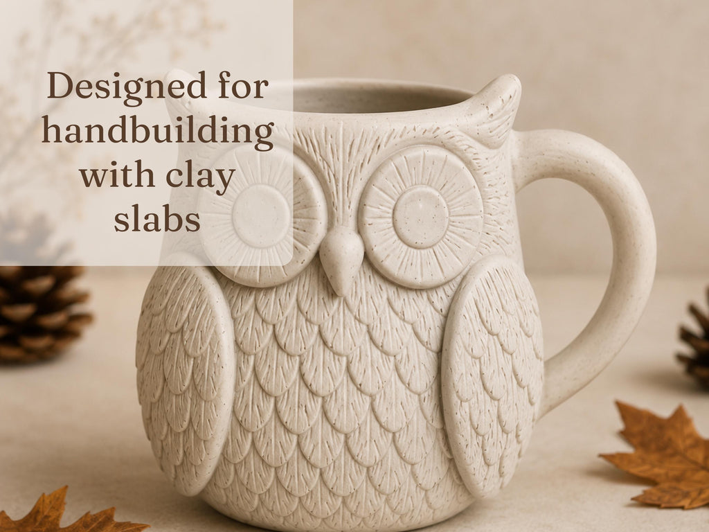 Owl Mug Pottery Slab Template | Cozy Autumn large Coffee Mug (PDF Download)