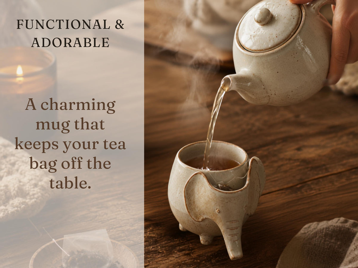 Elephant Mug with tea bag holder Pottery Template
