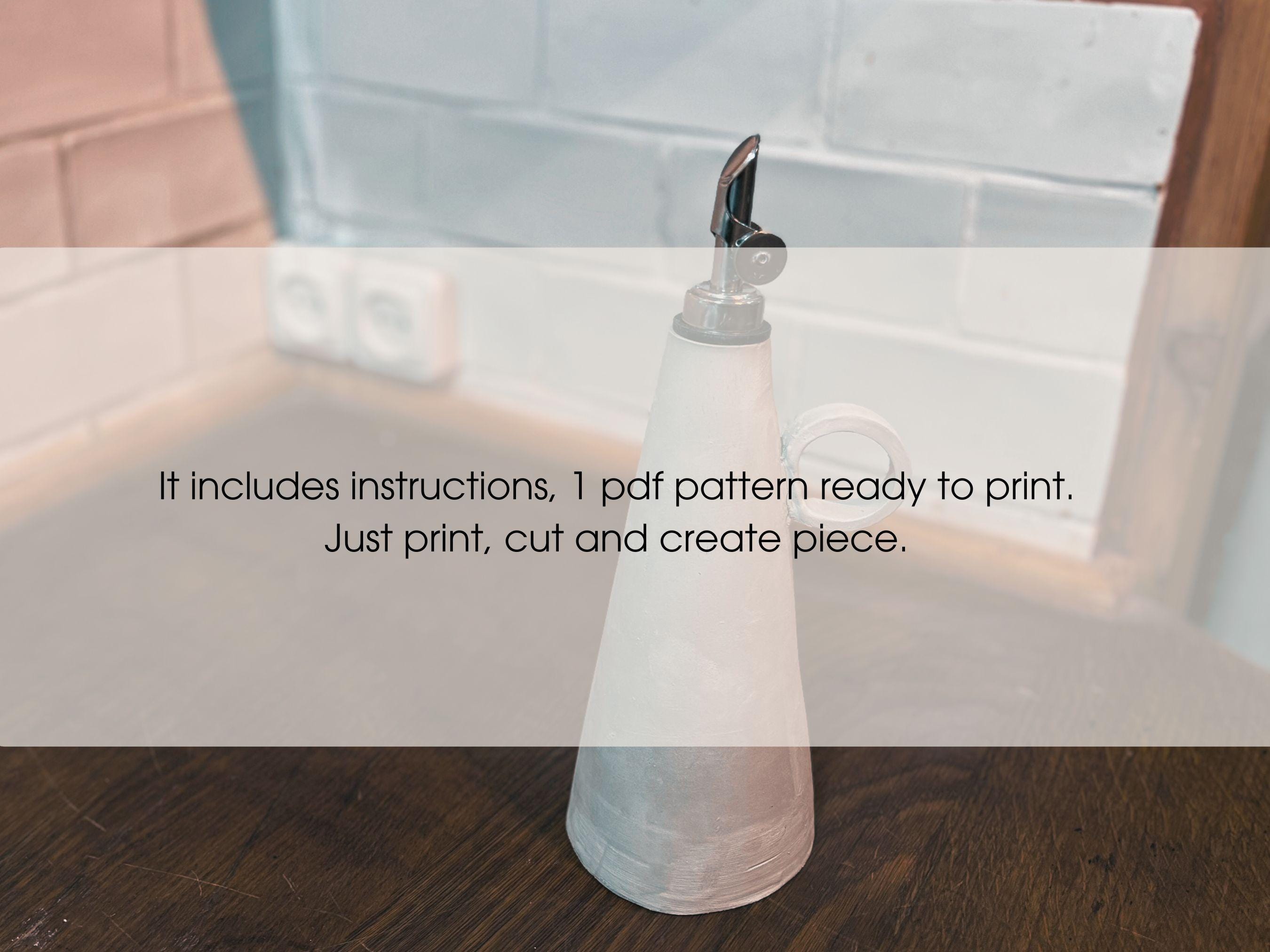 Pottery Olive Oil Bottle Template: Slab Building PDF Pattern