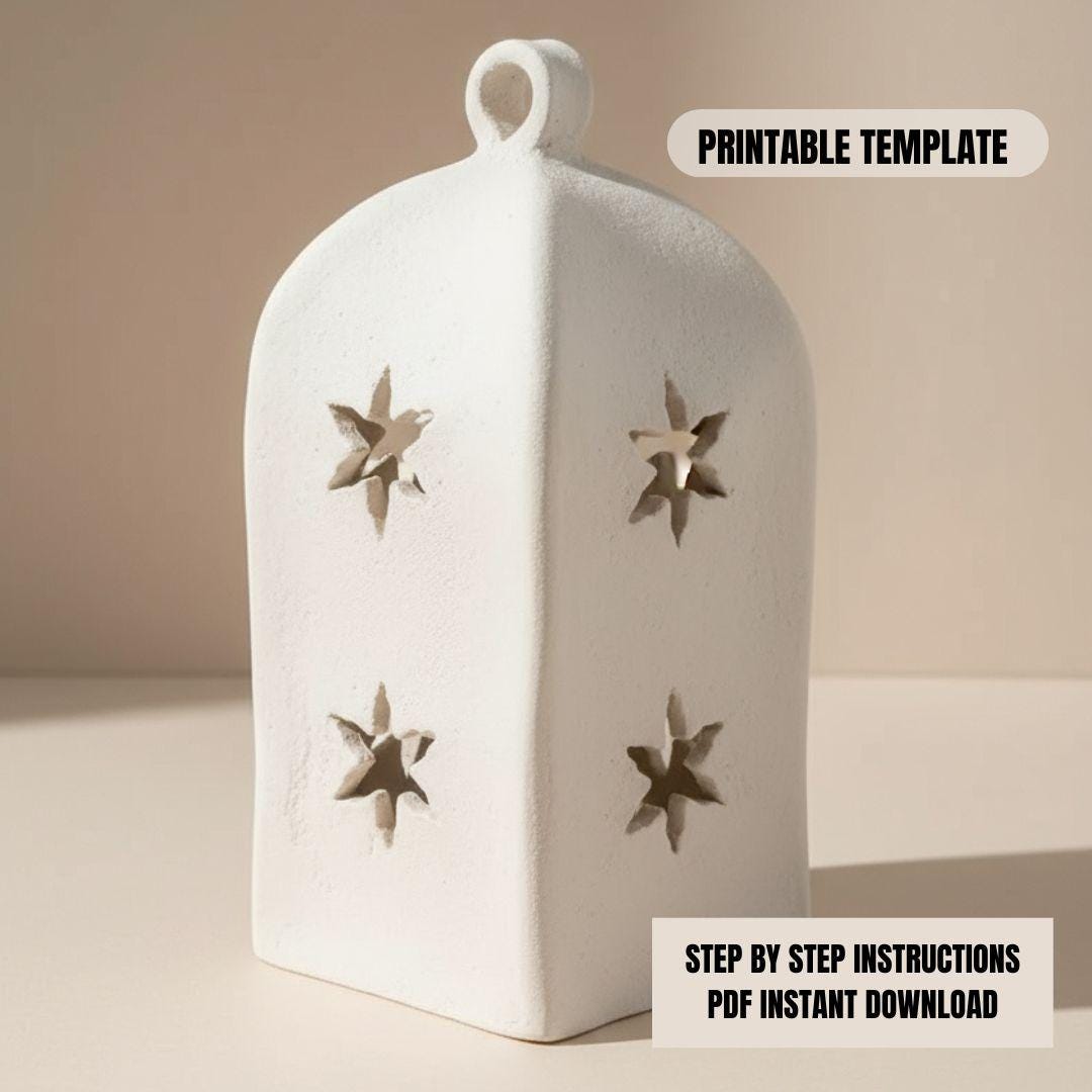 Ceramic Lantern Template – Moroccan Boho Pottery Slab Pattern PDF Download