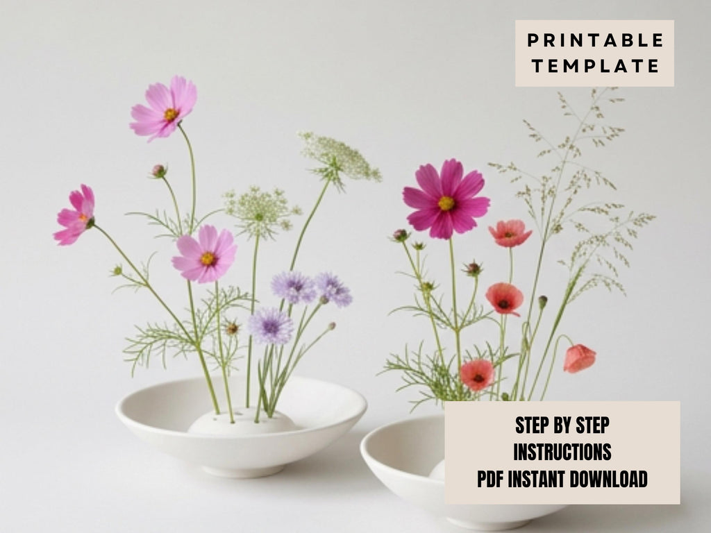 two white bowls filled with colorful flowers, including pink and purple flowers, placed on a white background.