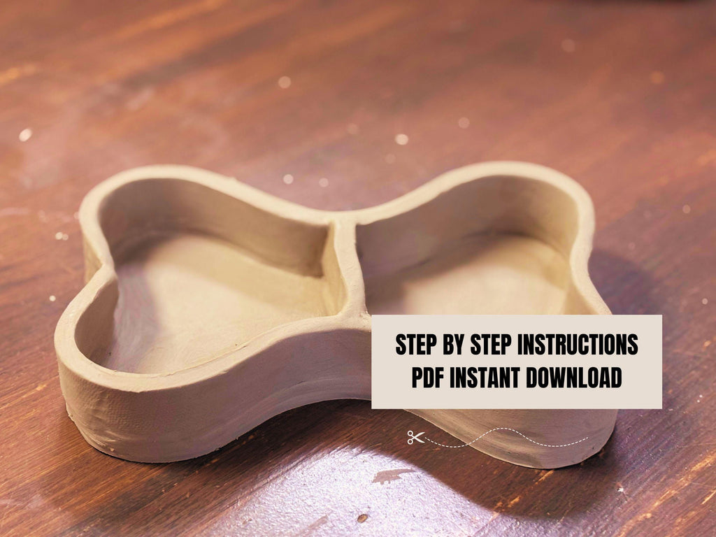 Dog food bowl pottery template, dog bowls, cat bowl, pet bowl slab building template, pet lover gift, gift for dog mom, new puppy gift,