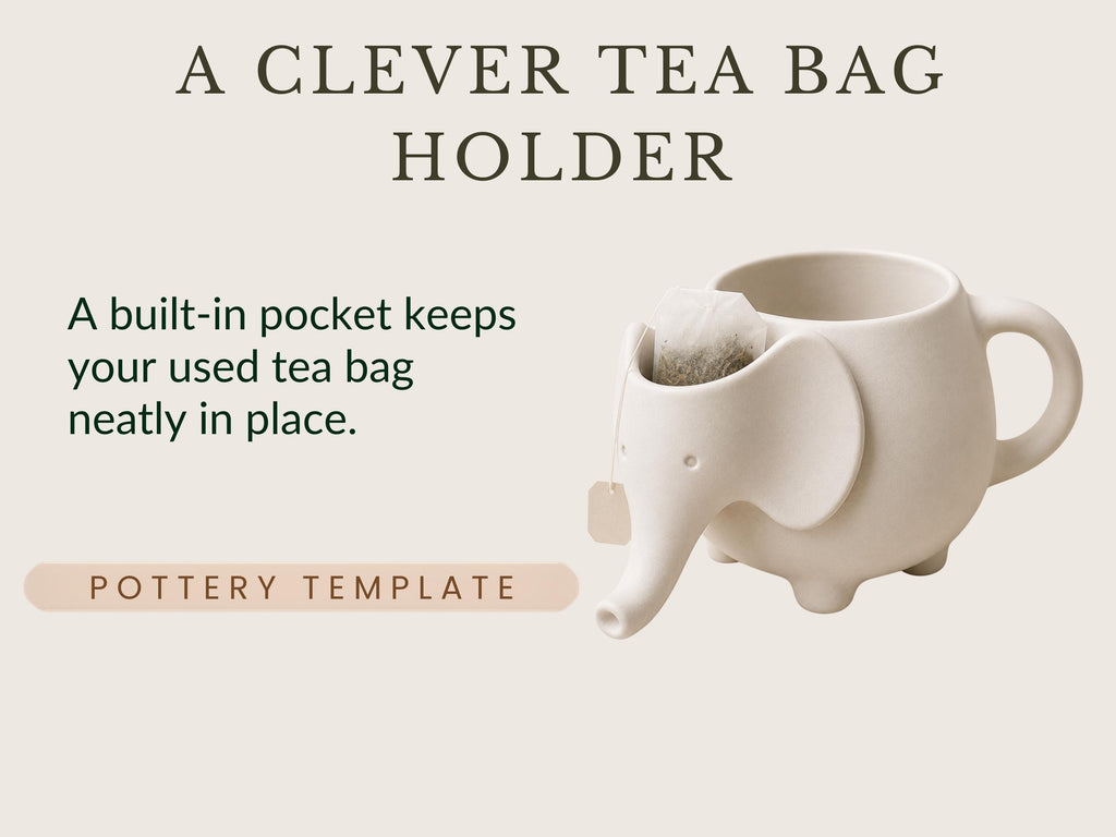 Elephant Mug with tea bag holder Pottery Template