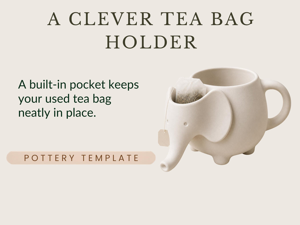Elephant Mug with tea bag holder Pottery Template