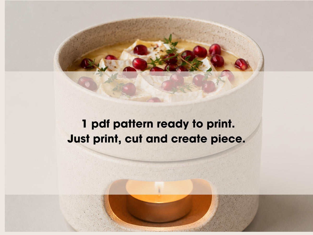 Candle warmer Pottery Template, Fondue set Slab Building (PDF Pattern)
