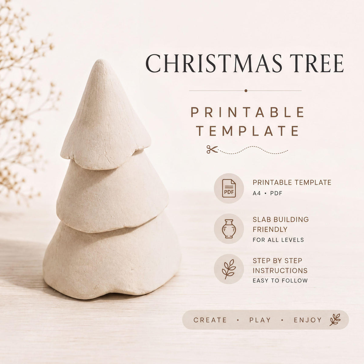 The image is a Christmas tree printable template advertisement.