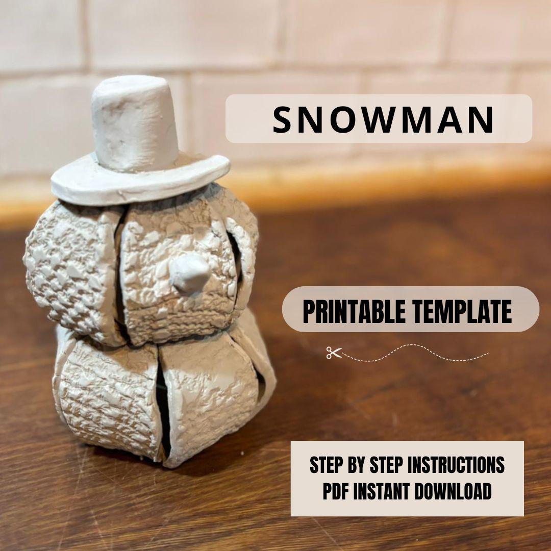 Snowman Pottery Template: Christmas Ceramic Ornaments Slab Building (PDF Pattern)