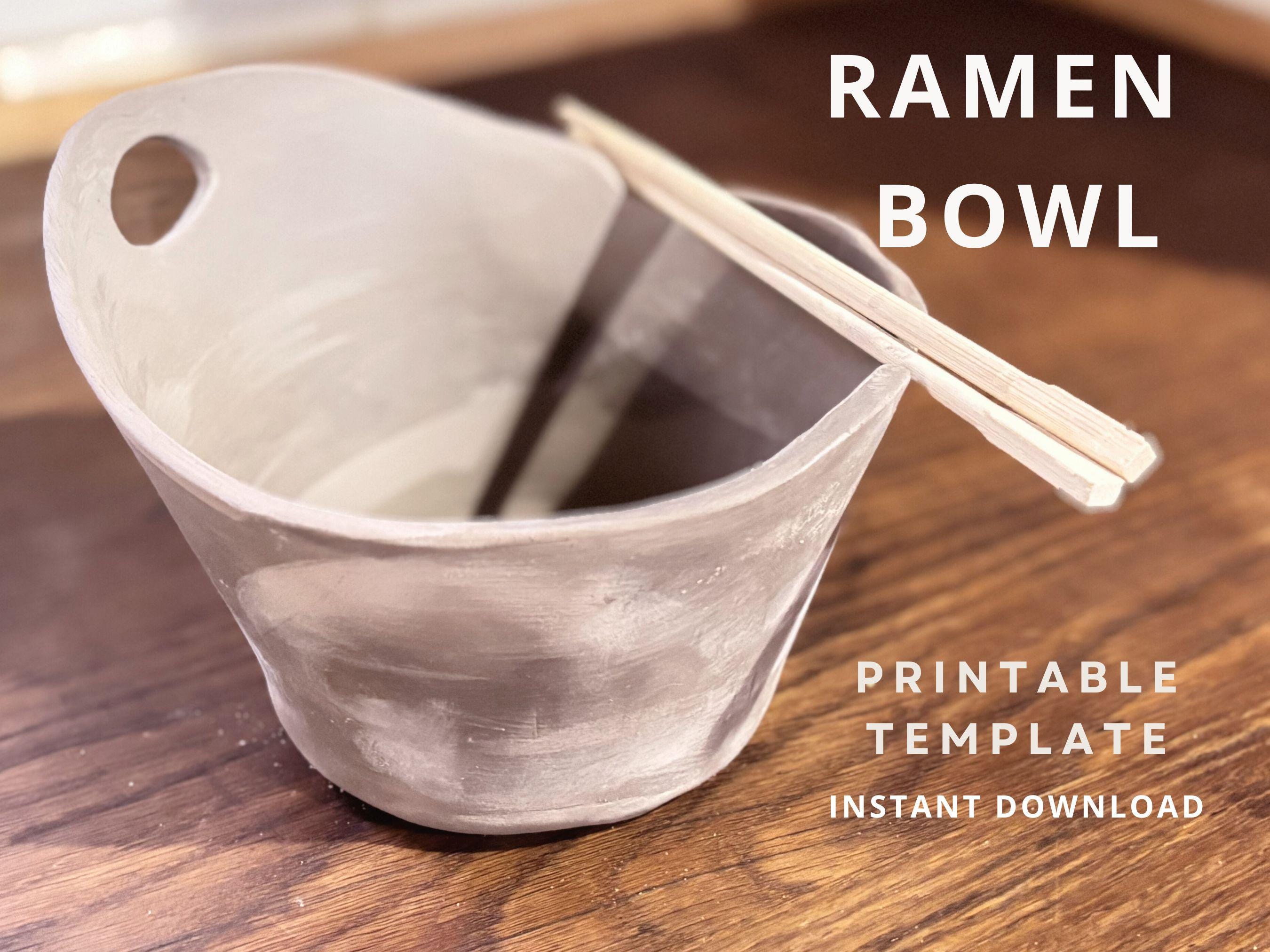Ramen Bowl Pottery Template with Chopsticks Rest (PDF Pattern)
