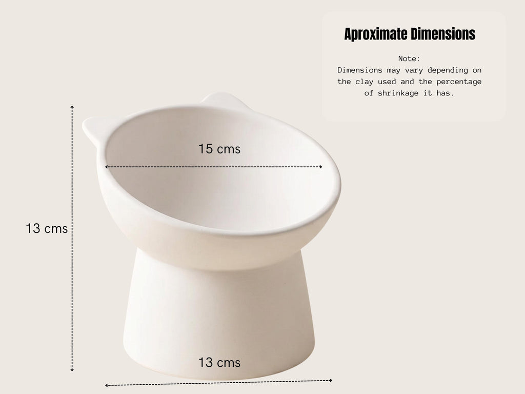 a white ceramic bowl with measurements and a note about the clay used and the percentage of shrinkage it has.