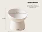 a white ceramic bowl with measurements and a note about the clay used and the percentage of shrinkage it has.