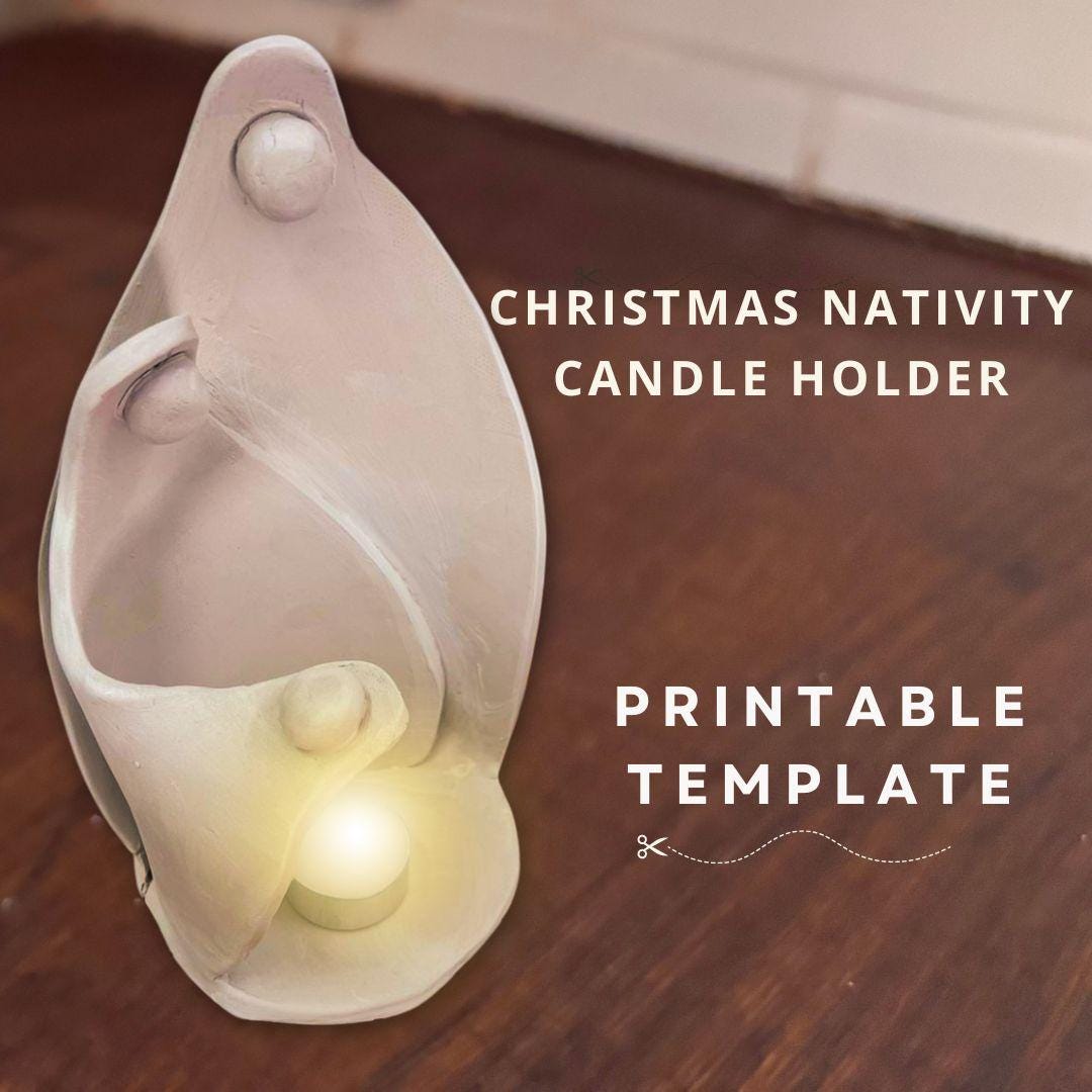 Christmas Nativity Candle Holder Pottery Template (PDF Pattern)