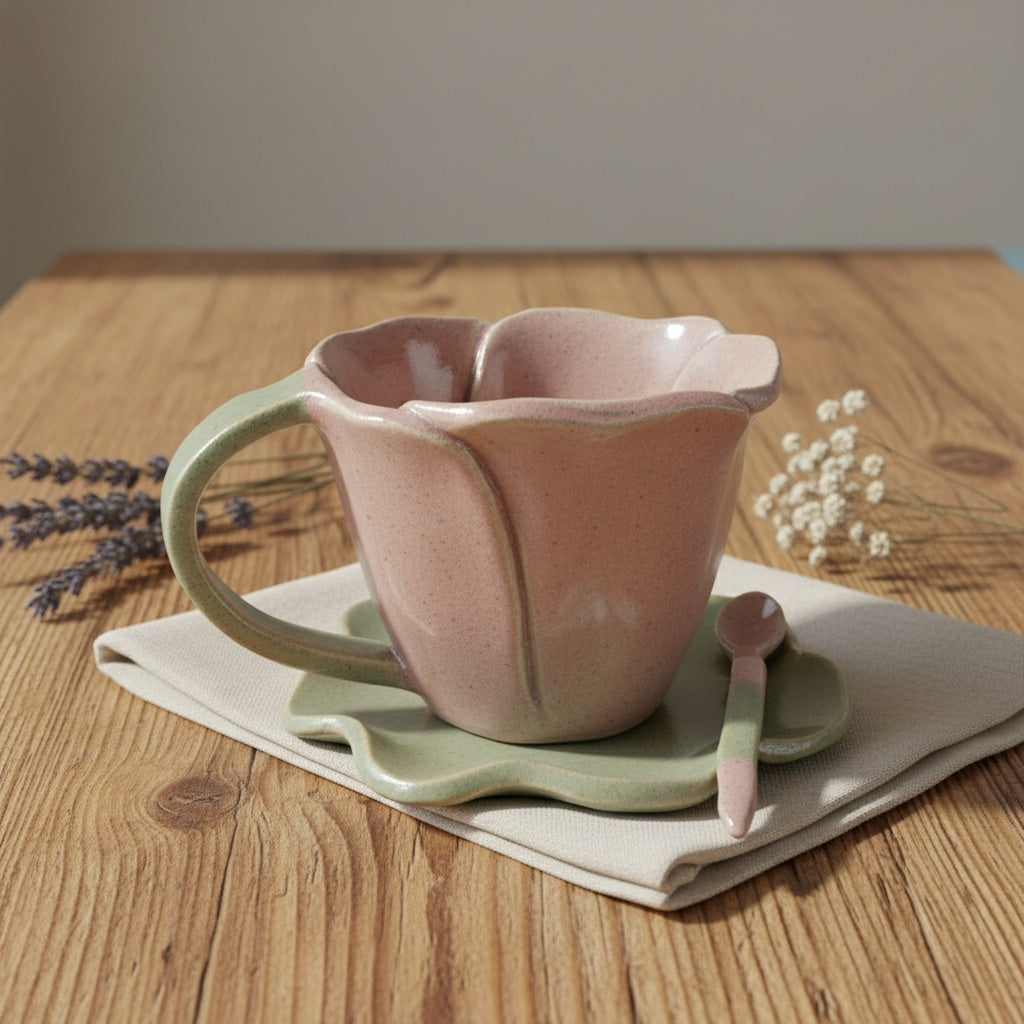 Flower Mug Pottery Template: Slab Building PDF Pattern