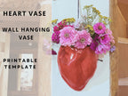Printable pottery template for heart shaped wall vase. Heart Vase Pottery Template | Printable PDF Ceramic Wall Vase Pattern | DIY Slab Pottery Template | Handmade Wall Pocket Planter