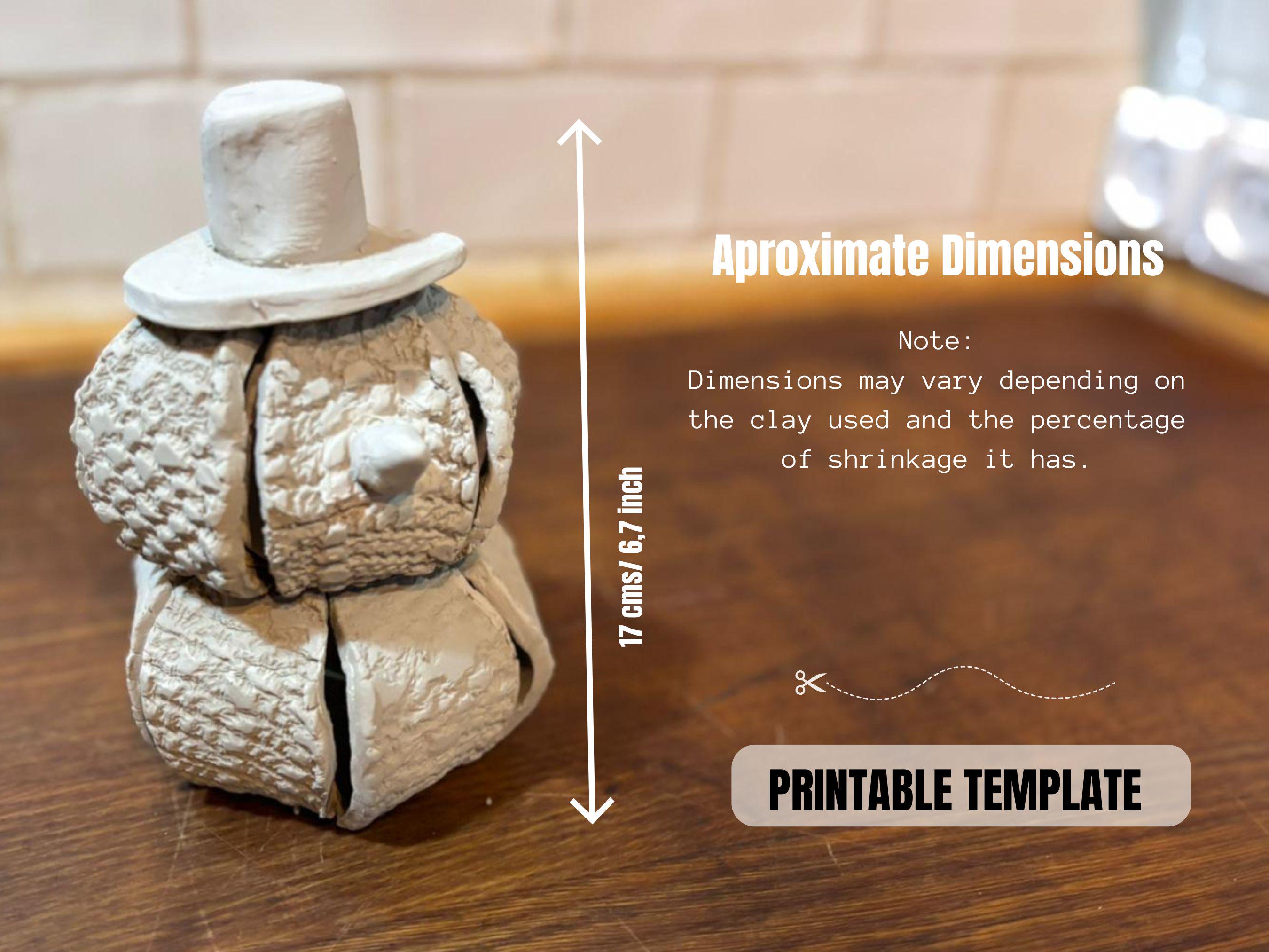 Snowman Pottery Template: Christmas Ceramic Ornaments Slab Building (PDF Pattern)