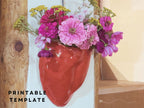 Printable pottery template for heart shaped wall vase. Heart Vase Pottery Template | Printable PDF Ceramic Wall Vase Pattern | DIY Slab Pottery Template | Handmade Wall Pocket Planter