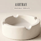 A white ashtray sits on a plain surface.