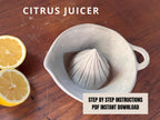 Citrus Juicer pottery template, pottery juicer ceramic pattern,handmade ceramic citrus juicer  DIY slab building template, lemon, orange, tangerine, juicer