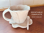 Flower Mug Pottery Template: Slab Building PDF Pattern