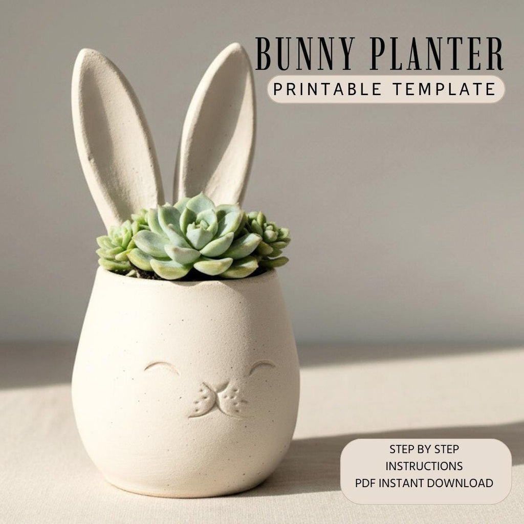 Bunny Planter Template - DIY Slab Building PDF Pattern for Handbuilt Rabbit Planter