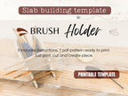 The image is a printed template for a "Brush Holder" that includes instructions for creating a pattern to print and cut out, along with a list of materials needed.