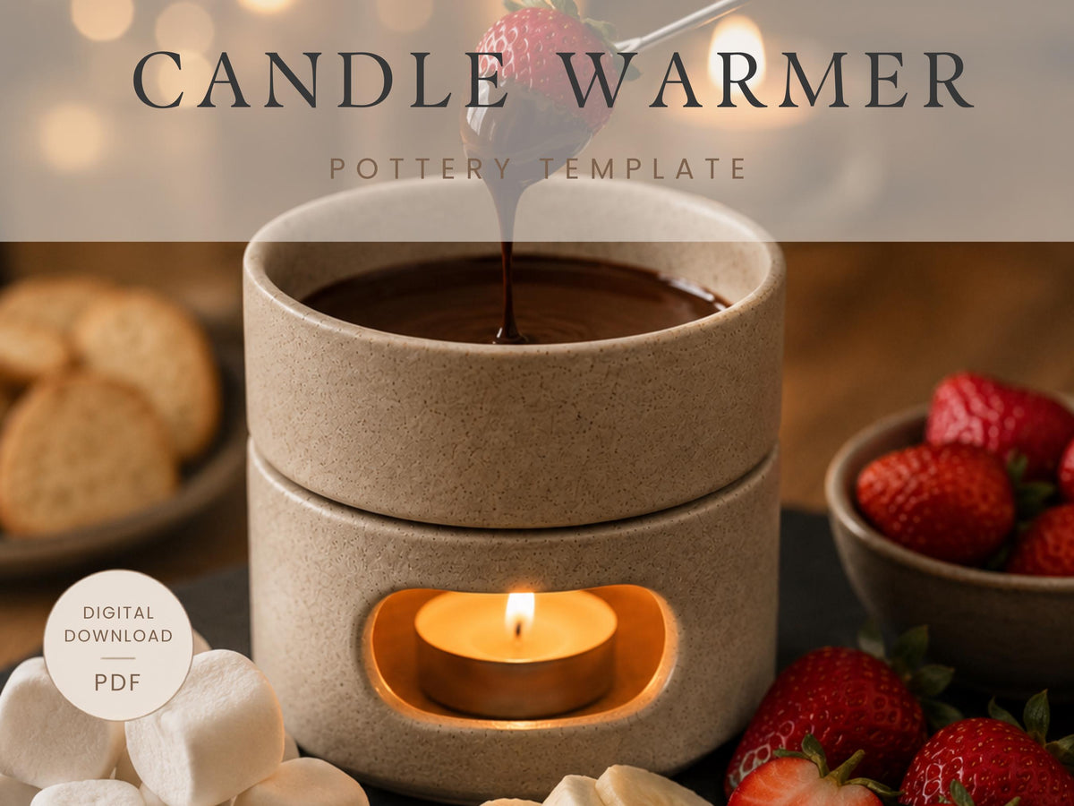Candle warmer Pottery Template, Fondue set Slab Building (PDF Pattern)