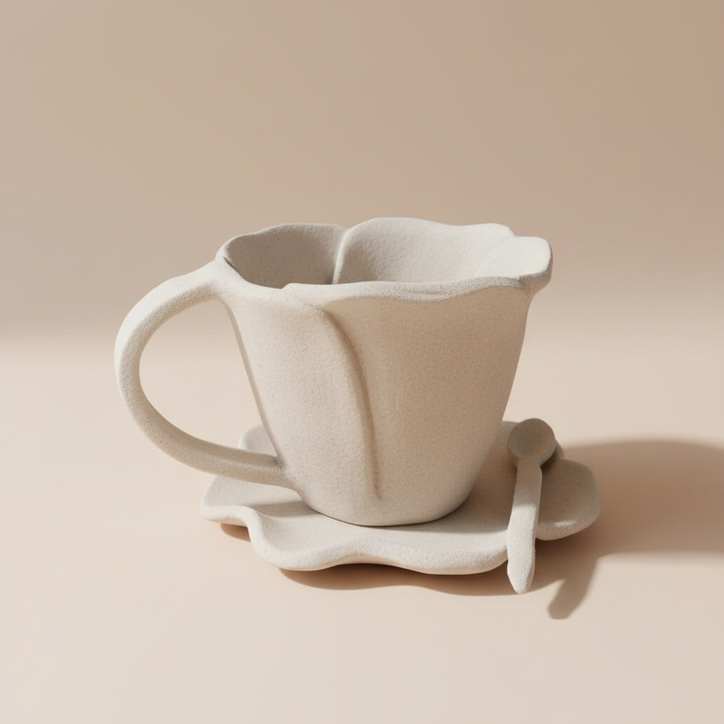 Flower Mug Pottery Template: Slab Building PDF Pattern
