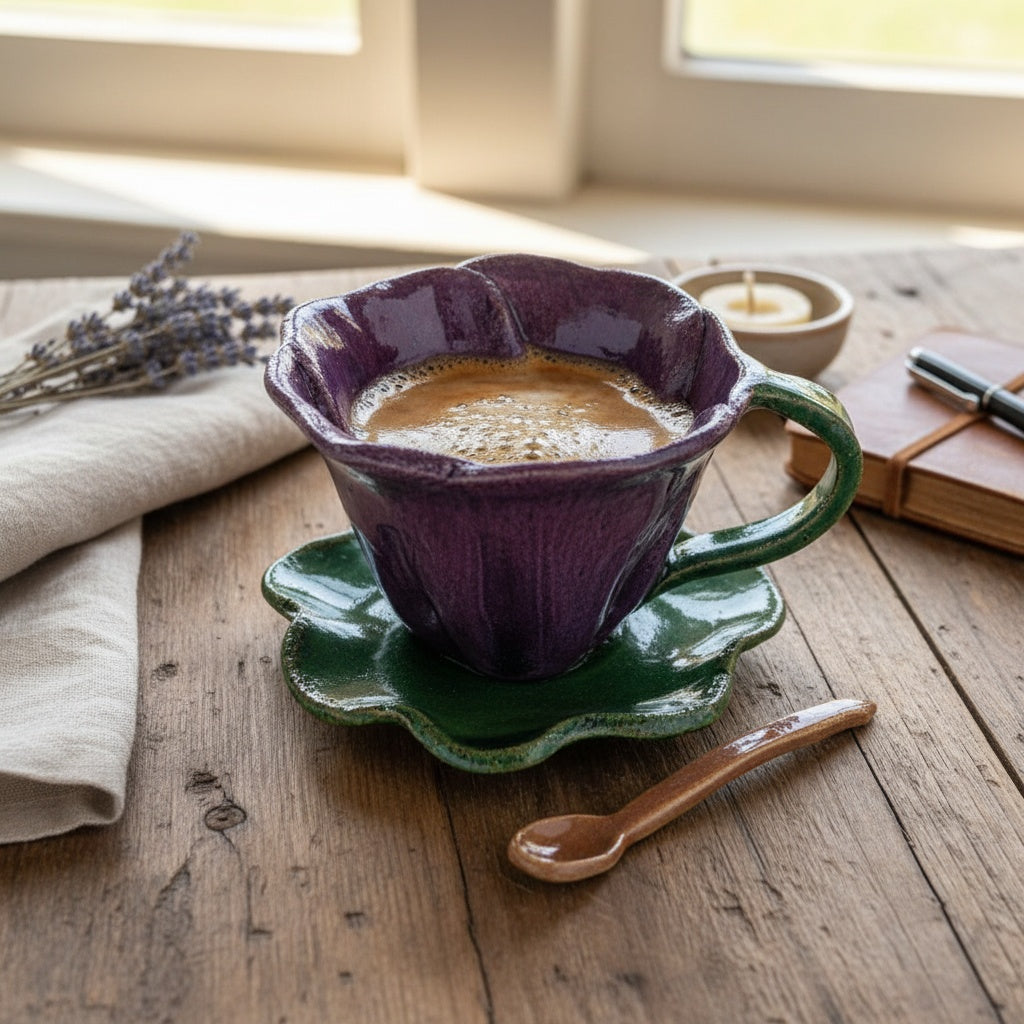 Flower Mug Pottery Template: Slab Building PDF Pattern