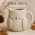 Owl Mug Pottery Slab Template | Cozy Autumn large Coffee Mug (PDF Download)