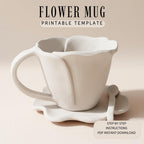 Pottery Mug Template, Flower Slab Building PDF Printable Pattern