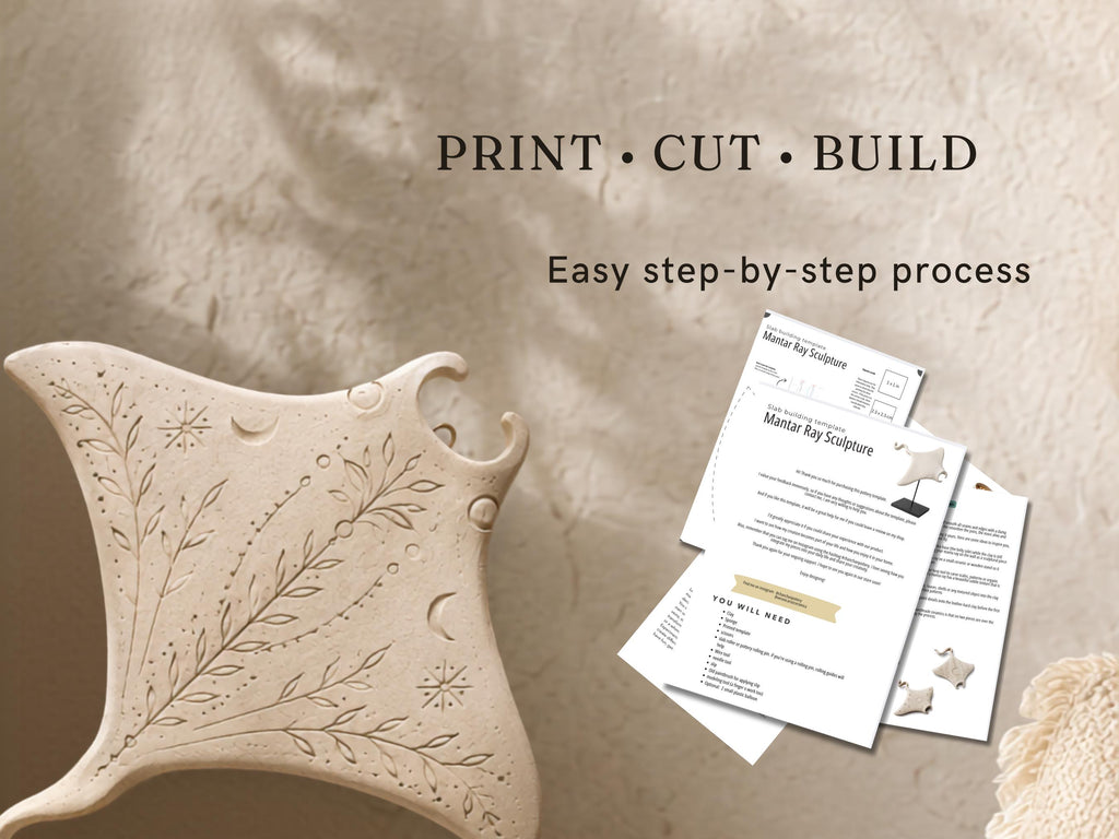 Manta Ray Pottery Template | Ceramic Slab Sculpture Pattern (Digital Download)