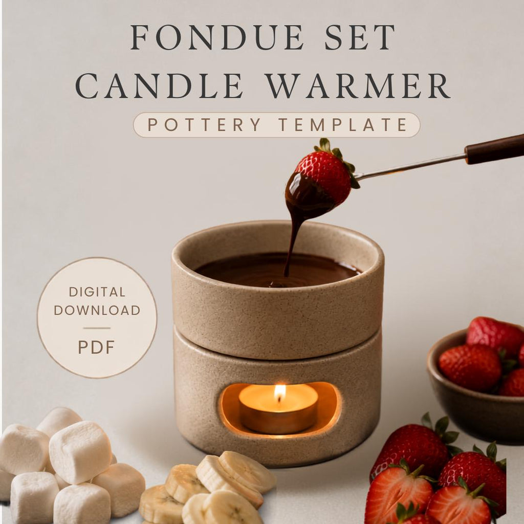 Candle warmer Pottery Template, Fondue set Slab Building (PDF Pattern)