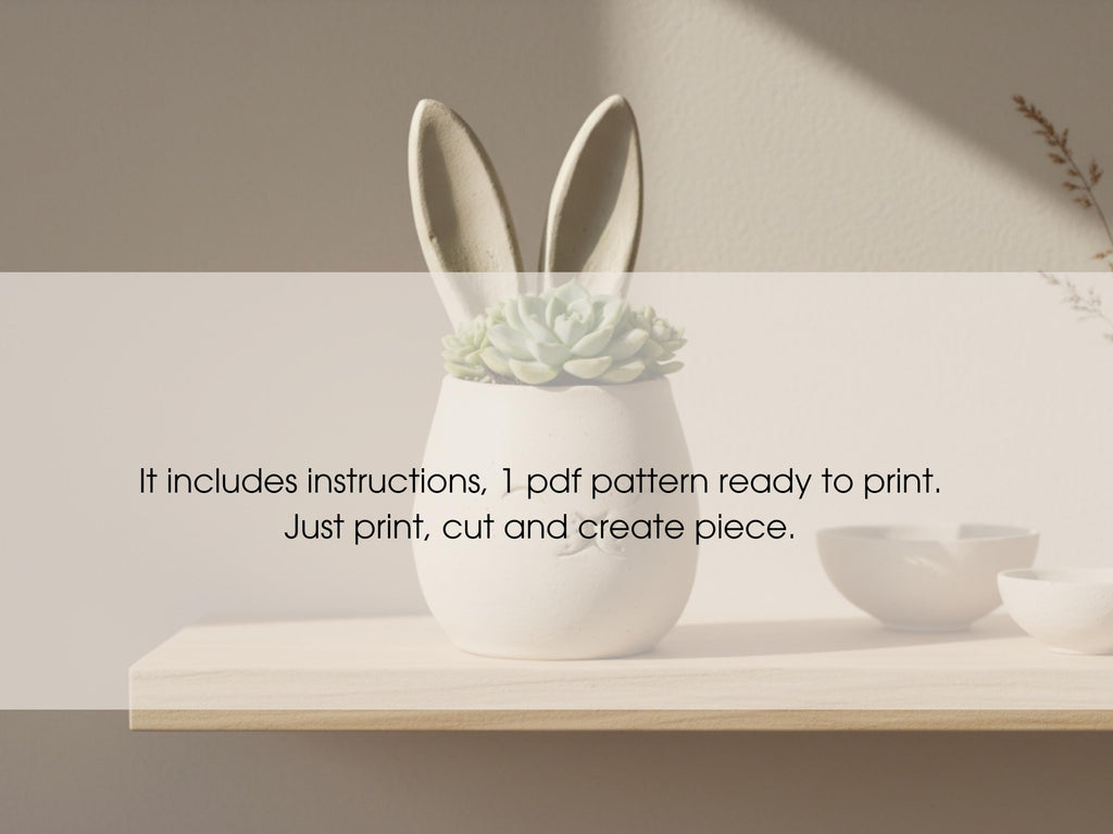 Bunny Planter Template - DIY Slab Building PDF Pattern for Handbuilt Rabbit Planter
