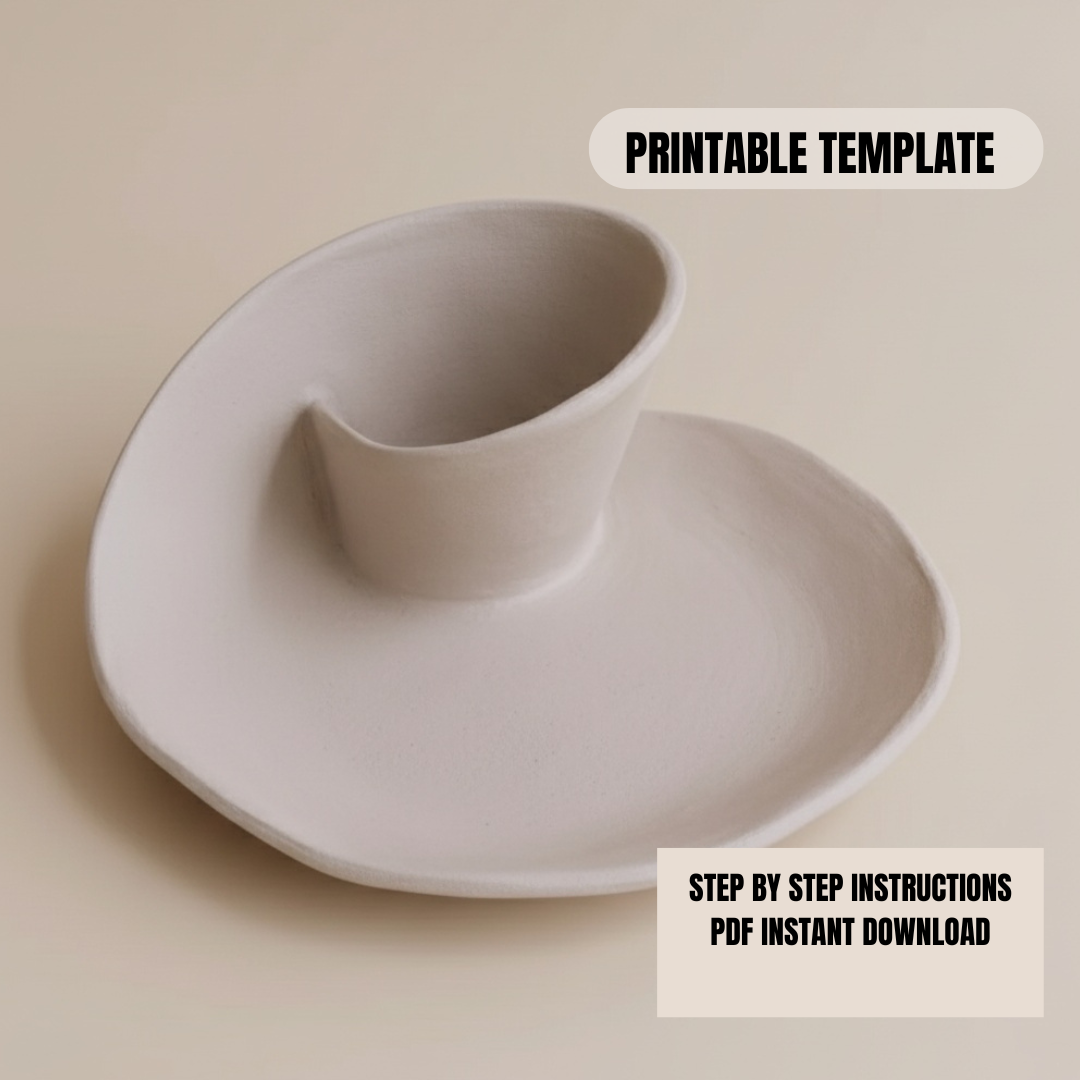 Pottery template for slab building a chips and Dip Bowl Template - DIY Ceramics Craft