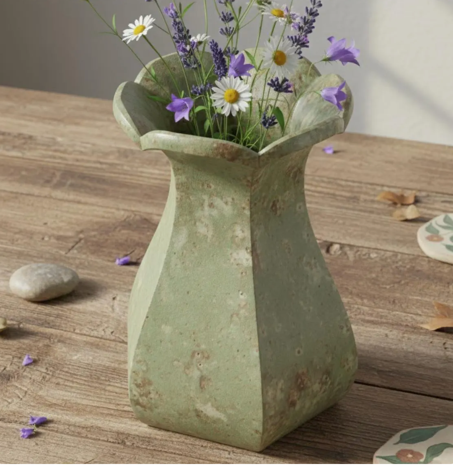 Tall Flower Vase Slab Building Template: DIY Pottery Pattern (PDF)