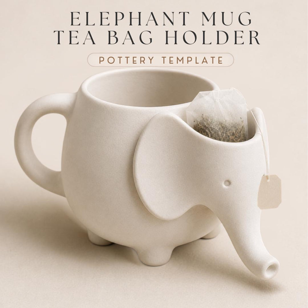 Elephant Mug with tea bag holder Pottery Template