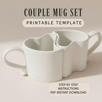 Pottery Mug Template | Valentine Couple Slab Building PDF Pattern