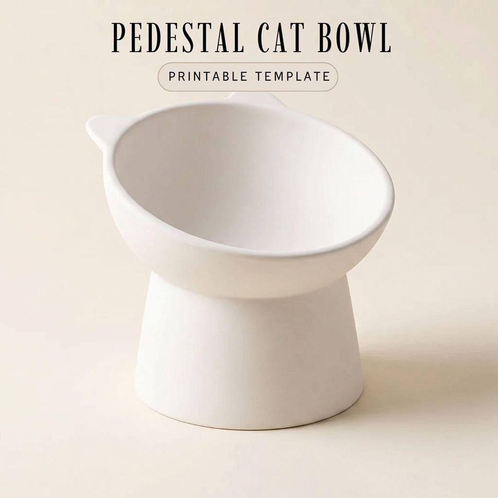 A white ceramic cat bowl with a simple, minimalist design.