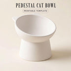 A white ceramic cat bowl with a simple, minimalist design.