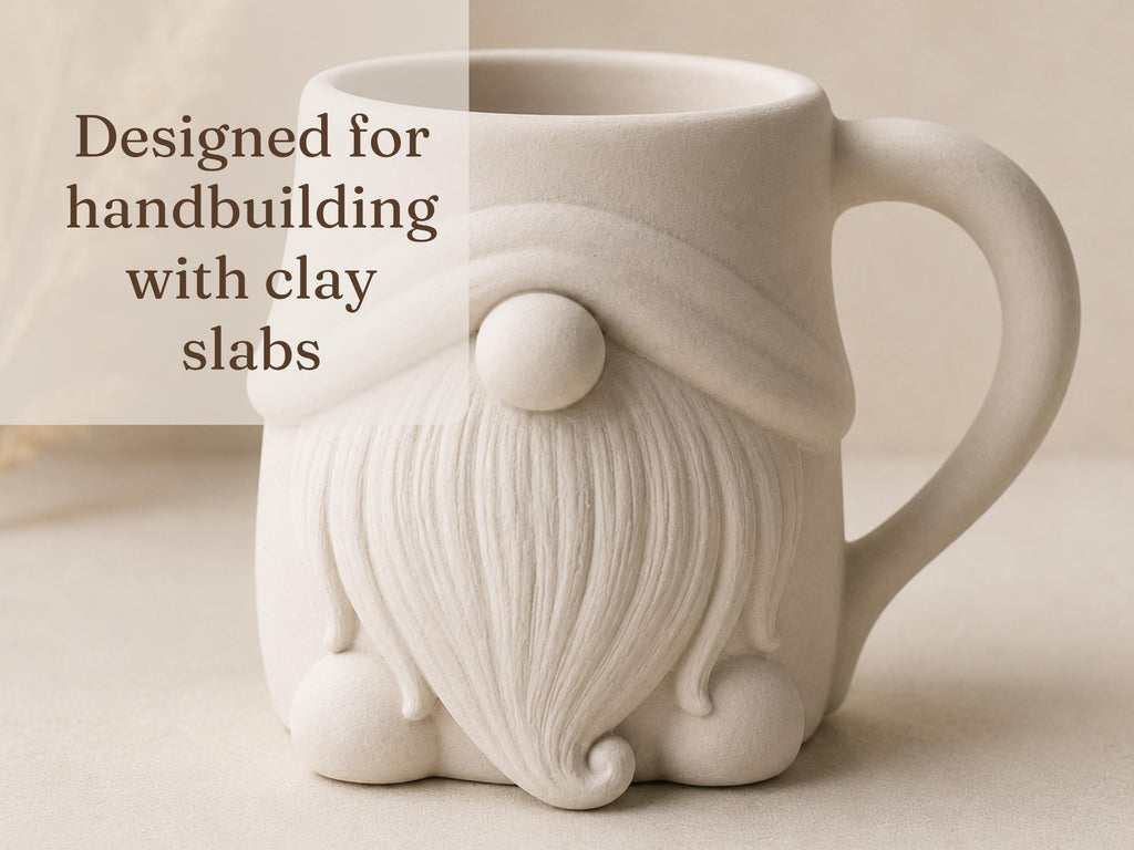 Gnome Mug Pottery Template | Cozy Autumn large Coffee Mug (PDF Download)