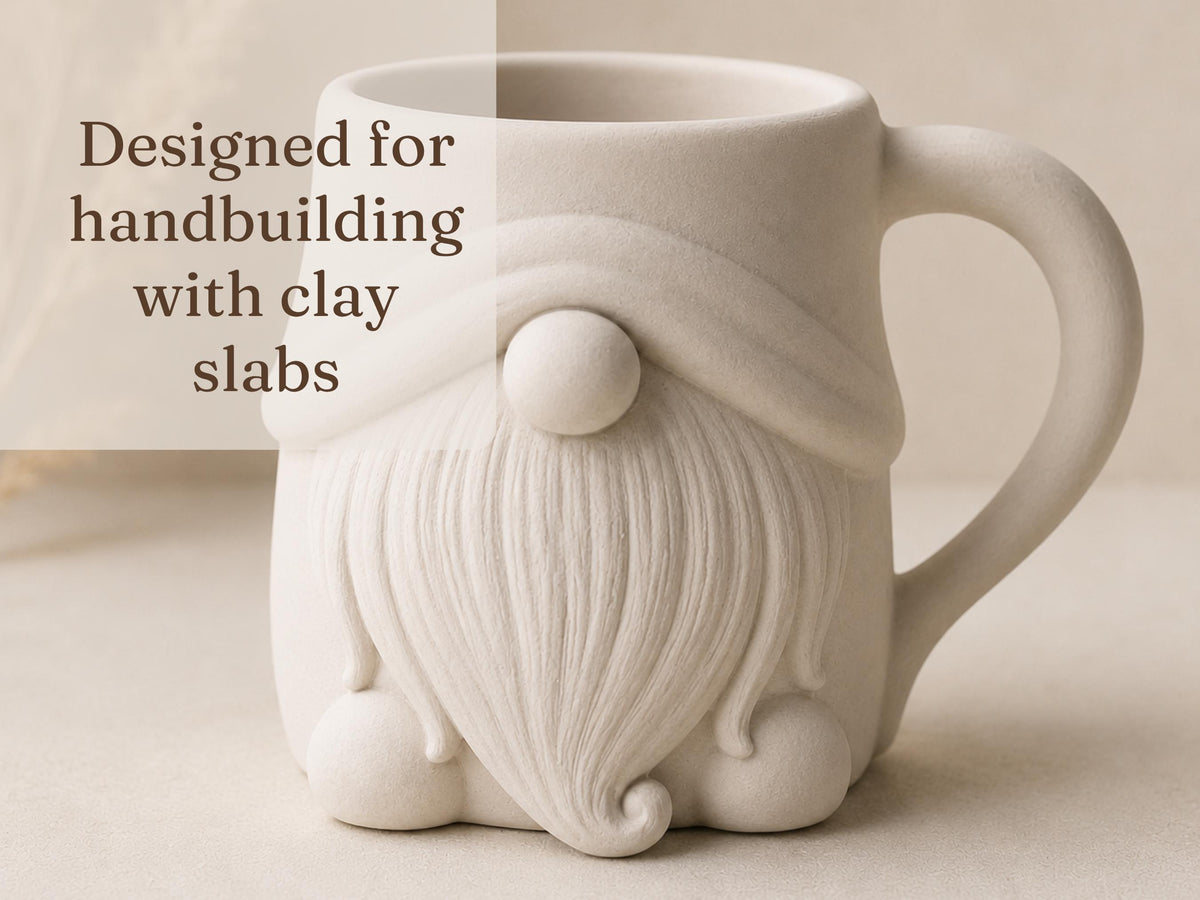 Gnome Mug Pottery Template | Cozy Autumn large Coffee Mug (PDF Download)